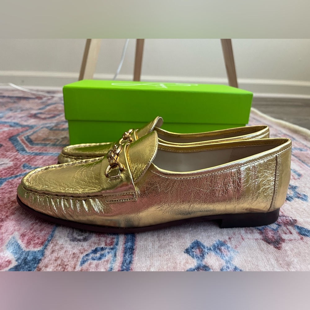 Sam Edelman Metallic Gold Lucca Loafers NIB - Picture 2 of 8